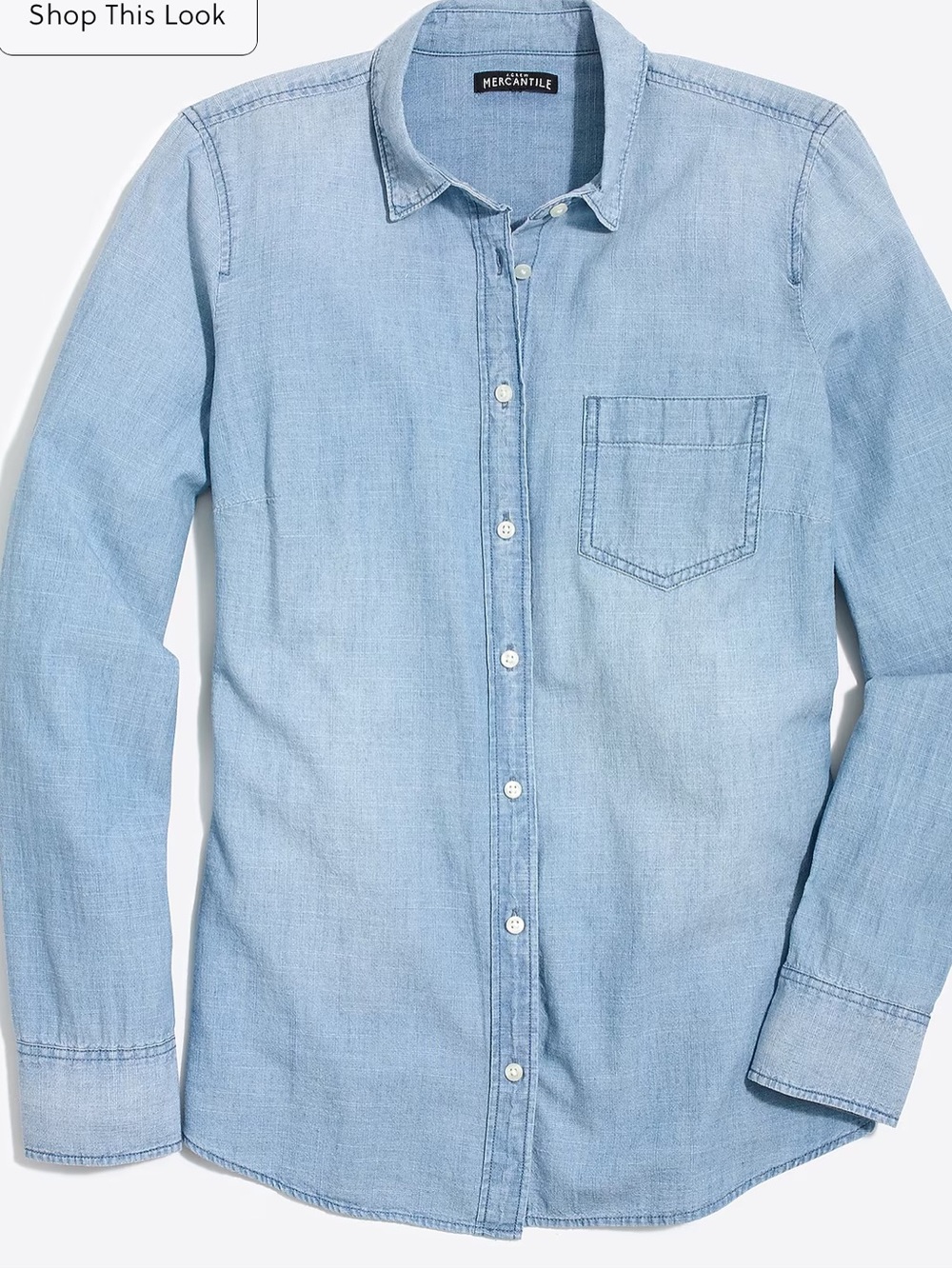 J. Crew Factory Chambray Light Blue Denim Western Button-Down Shirt J4720 BN 3X